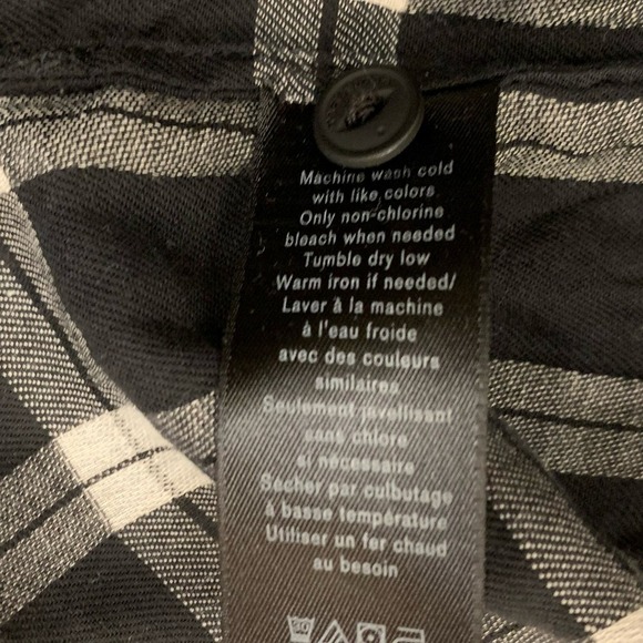 rag & bone JEAN Greta Off Shoulder Black White Plaid Top Size XS - Picture 10 of 11